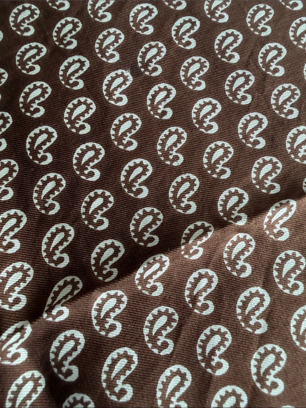 MCM Silk Cream and Chocolate Brown Paisley, Houndstooth & Polka Dot Scarf
